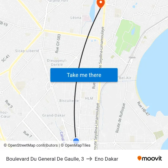 Boulevard Du General De Gaulle, 3 to Eno Dakar map