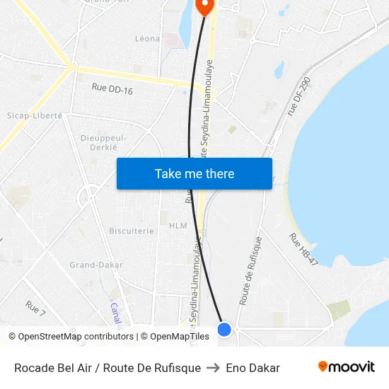 Rocade Bel Air / Route De Rufisque to Eno Dakar map