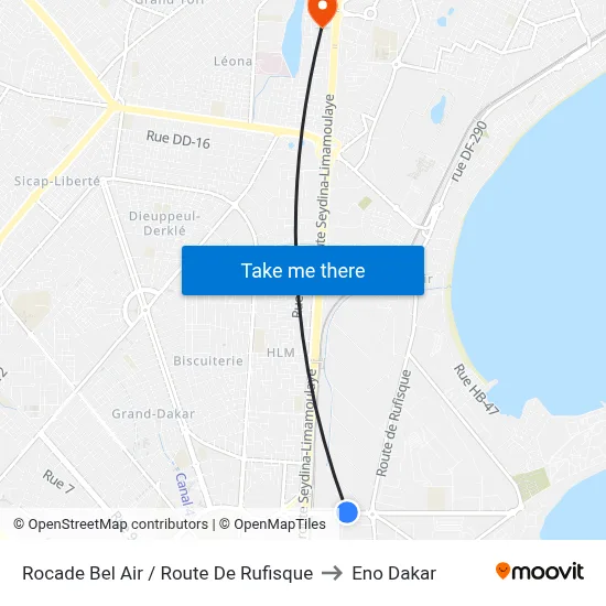 Rocade Bel Air / Route De Rufisque to Eno Dakar map