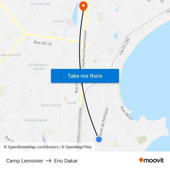 Camp Lemonier to Eno Dakar map