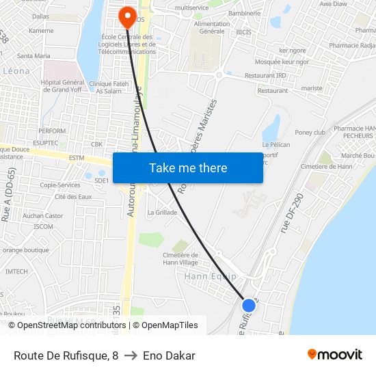 Route De Rufisque, 8 to Eno Dakar map