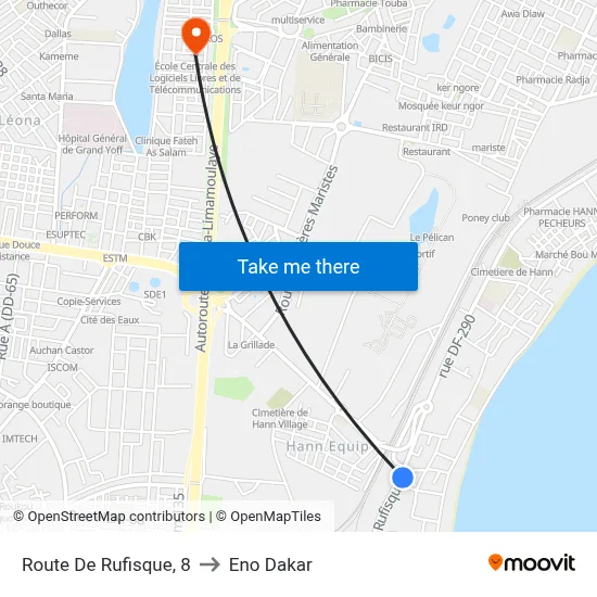 Route De Rufisque, 8 to Eno Dakar map