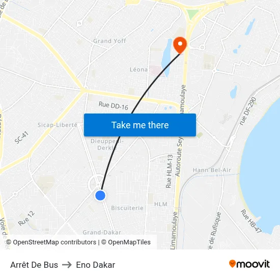 Arrêt De Bus to Eno Dakar map