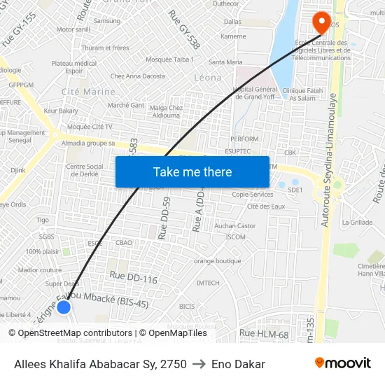 Allees Khalifa Ababacar Sy, 2750 to Eno Dakar map