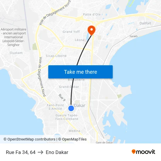 Rue Fa 34, 64 to Eno Dakar map