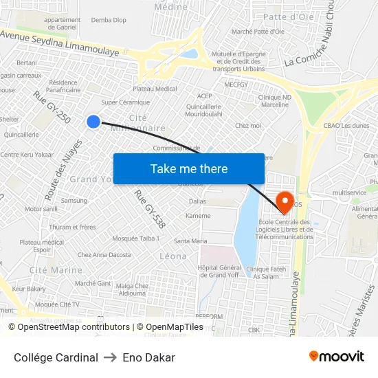 Collége Cardinal to Eno Dakar map
