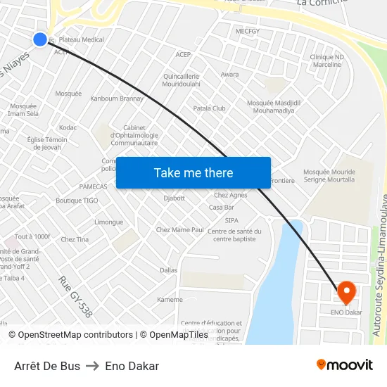 Arrêt De Bus to Eno Dakar map