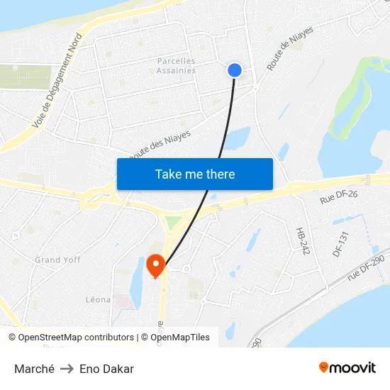 Marché to Eno Dakar map