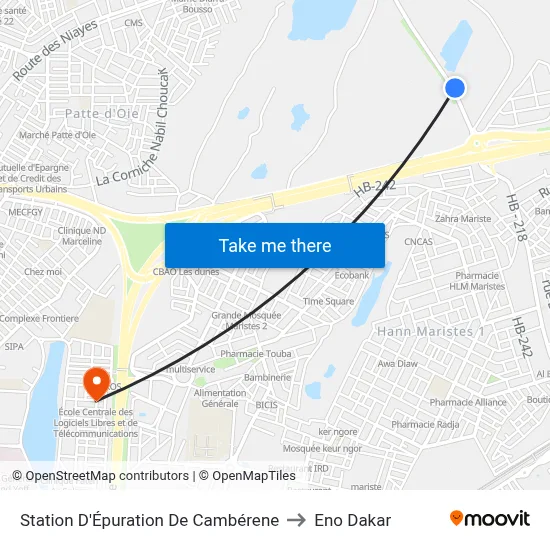 Station D'Épuration De Cambérene to Eno Dakar map