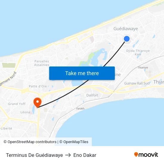 Terminus De Guédiawaye to Eno Dakar map