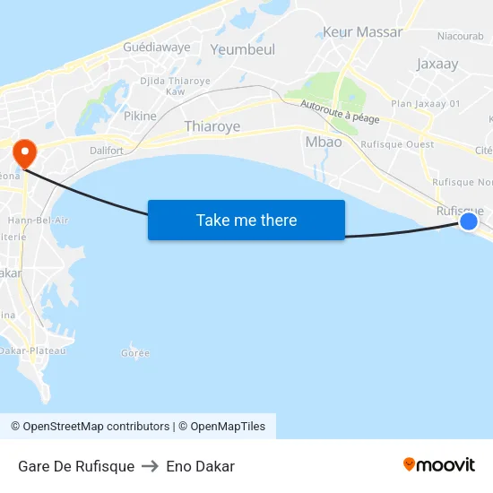 Gare De Rufisque to Eno Dakar map