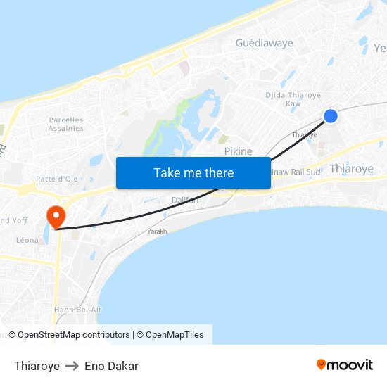 Thiaroye to Eno Dakar map