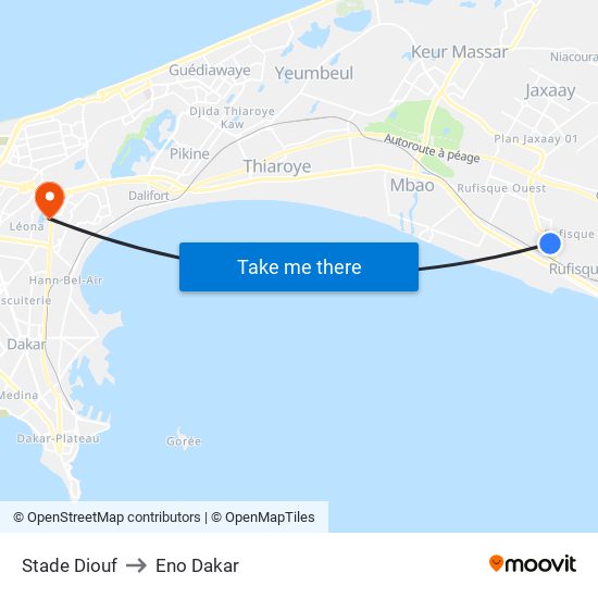 Stade Diouf to Eno Dakar map