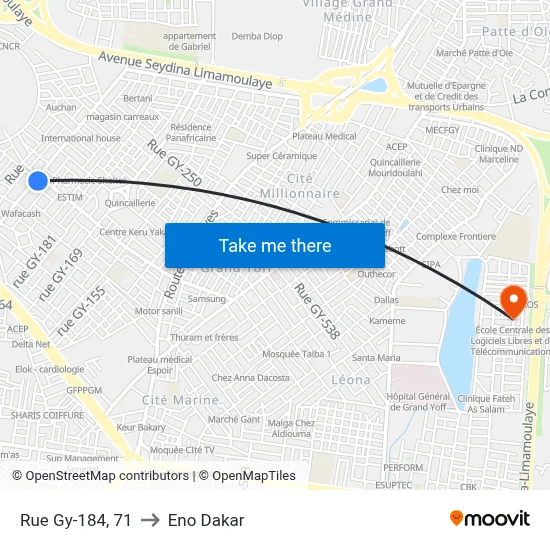 Rue Gy-184, 71 to Eno Dakar map