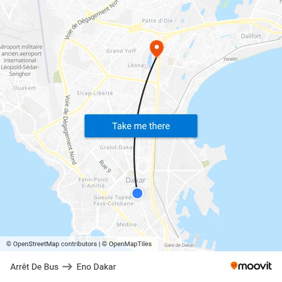 Arrêt De Bus to Eno Dakar map