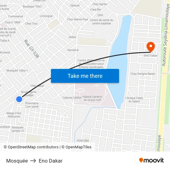 Mosquée to Eno Dakar map