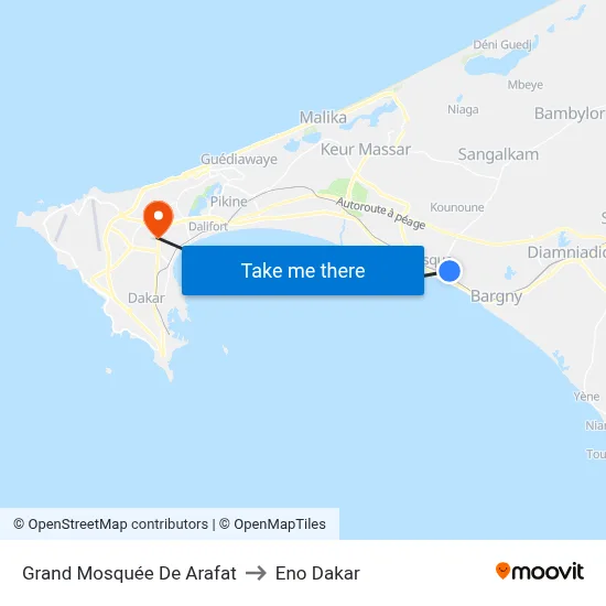 Grand Mosquée De Arafat to Eno Dakar map