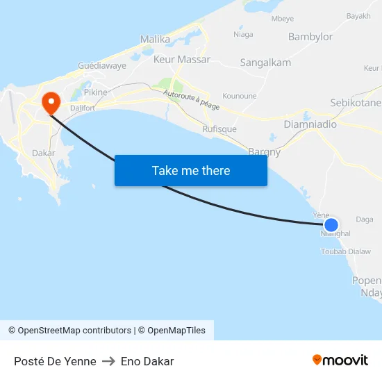 Posté De Yenne to Eno Dakar map