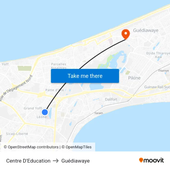 Centre D'Education to Guédiawaye map