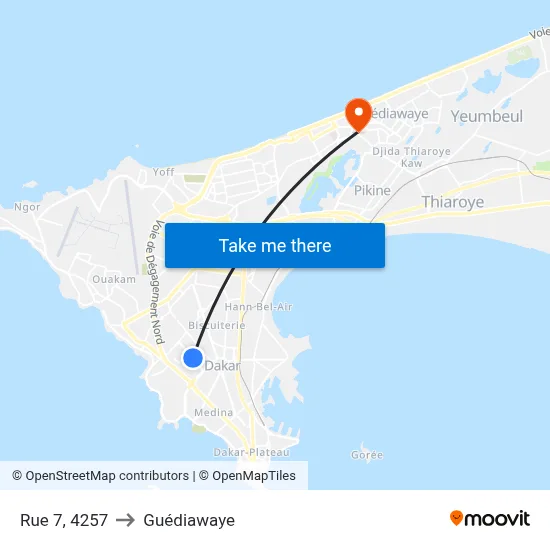 Rue 7, 4257 to Guédiawaye map