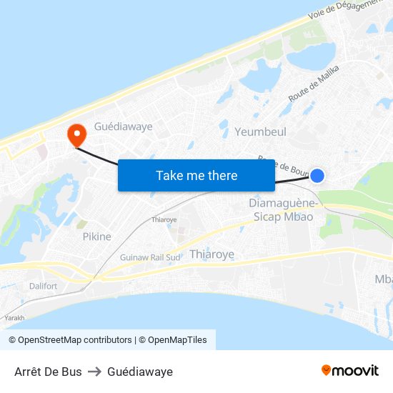 Arrêt De Bus to Guédiawaye map