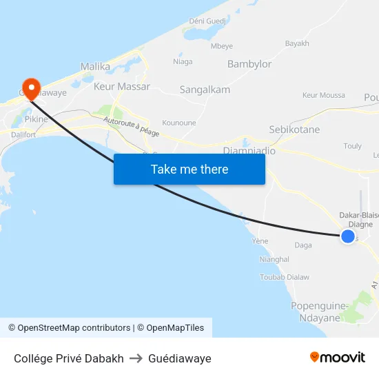Collége Privé Dabakh to Guédiawaye map