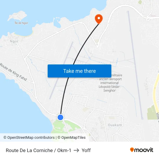 Route De La Corniche / Okm-1 to Yoff map