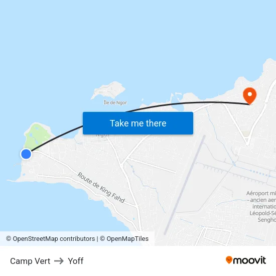 Camp Vert to Yoff map