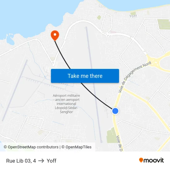 Rue Lib 03, 4 to Yoff map