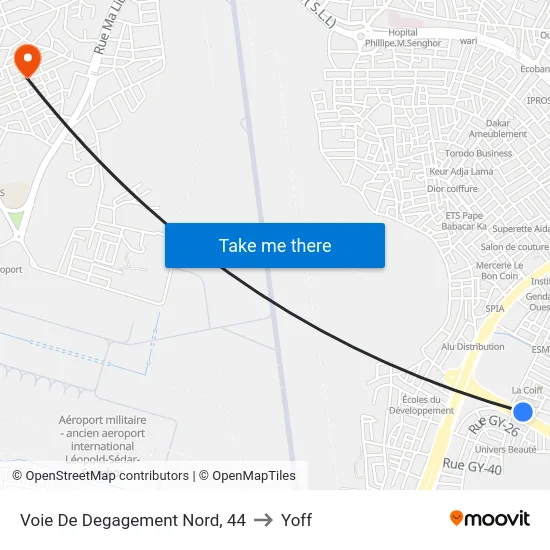 Voie De Degagement Nord, 44 to Yoff map
