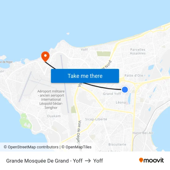 Grande Mosquée De Grand - Yoff to Yoff map