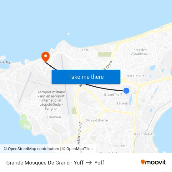 Grande Mosquée De Grand - Yoff to Yoff map