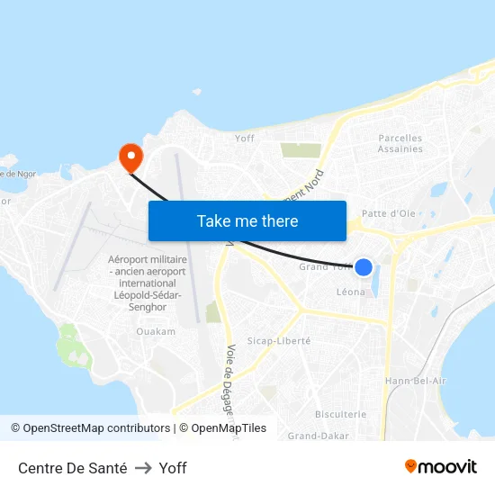 Centre De Santé to Yoff map