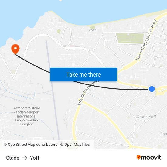 Stade to Yoff map