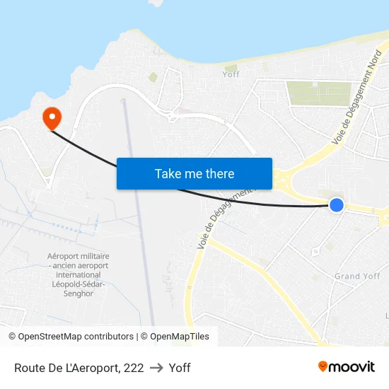 Route De L'Aeroport, 222 to Yoff map