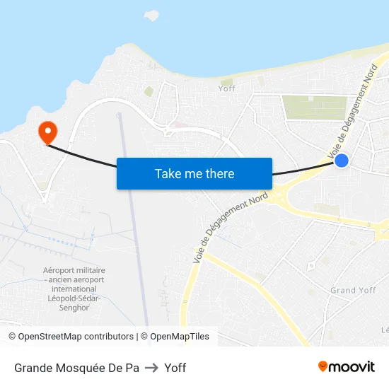 Grande Mosquée De Pa to Yoff map