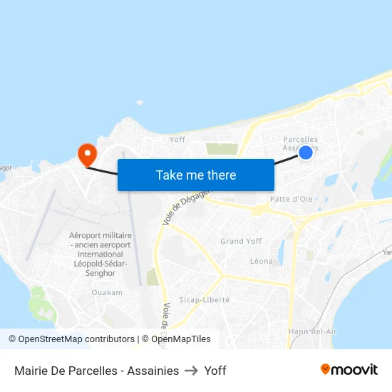 Mairie De Parcelles - Assainies to Yoff map