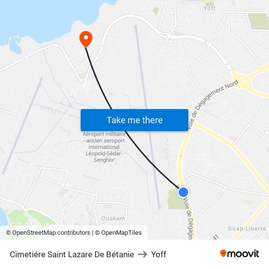 Cimetiére Saint Lazare De Bétanie to Yoff map