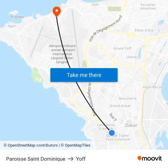 Paroisse Saint Dominique to Yoff map