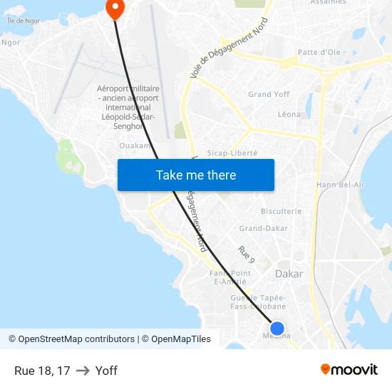 Rue 18, 17 to Yoff map