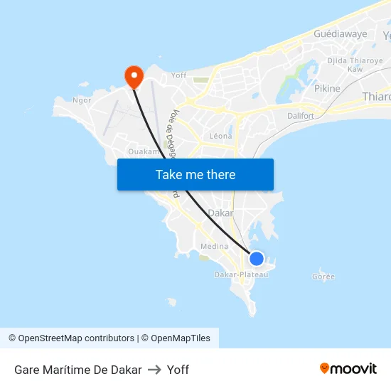 Gare Marítime De Dakar to Yoff map