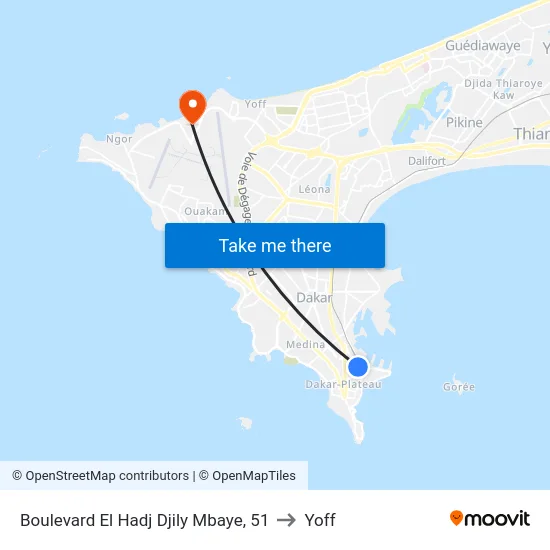 Boulevard El Hadj Djily Mbaye, 51 to Yoff map