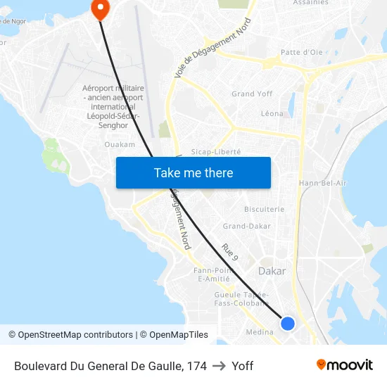 Boulevard Du General De Gaulle, 174 to Yoff map