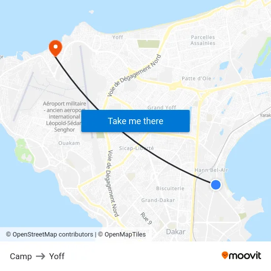 Camp to Yoff map