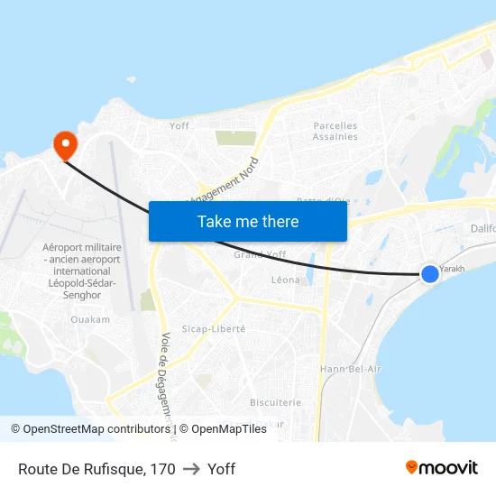 Route De Rufisque, 170 to Yoff map