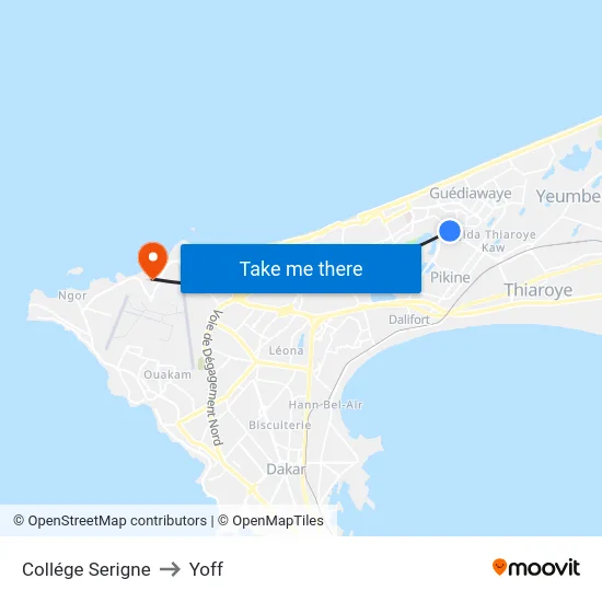 Collége Serigne to Yoff map