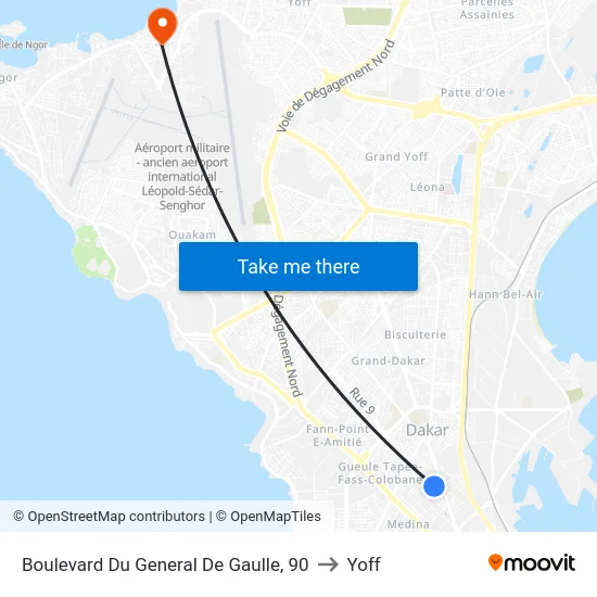 Boulevard Du General De Gaulle, 90 to Yoff map