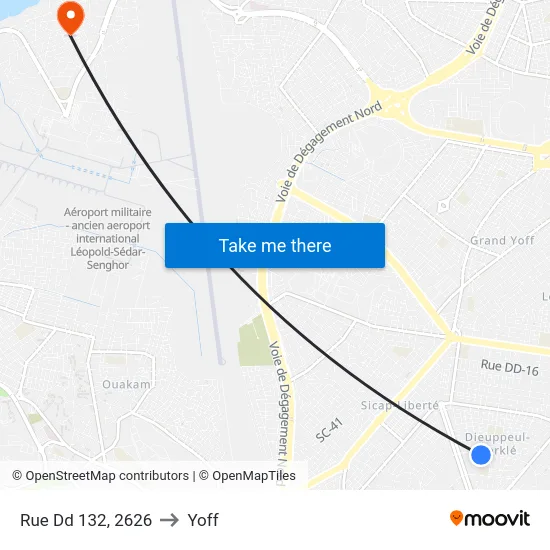 Rue Dd 132, 2626 to Yoff map
