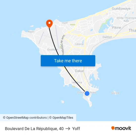 Boulevard De La République, 40 to Yoff map