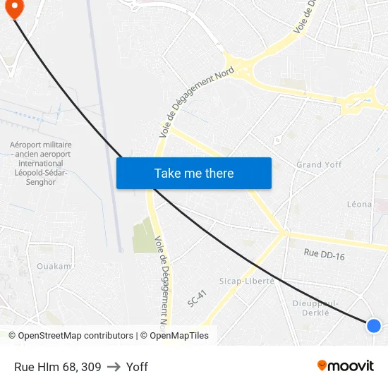 Rue Hlm 68, 309 to Yoff map